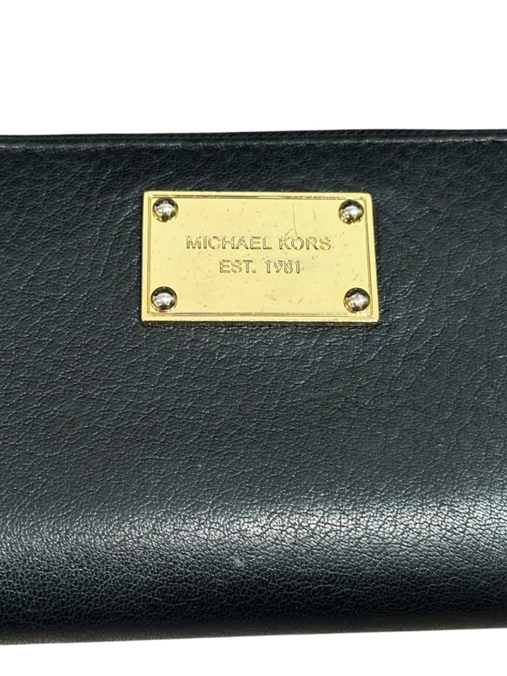Michael Kors Black Leather Zip Wallet with Gold Hardware - Picture 4 of 5